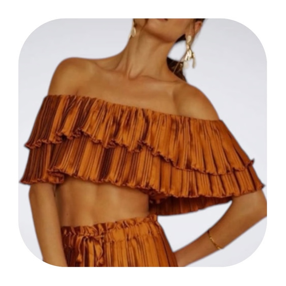 Anthropologie Orange Off-Shoulder Blouse